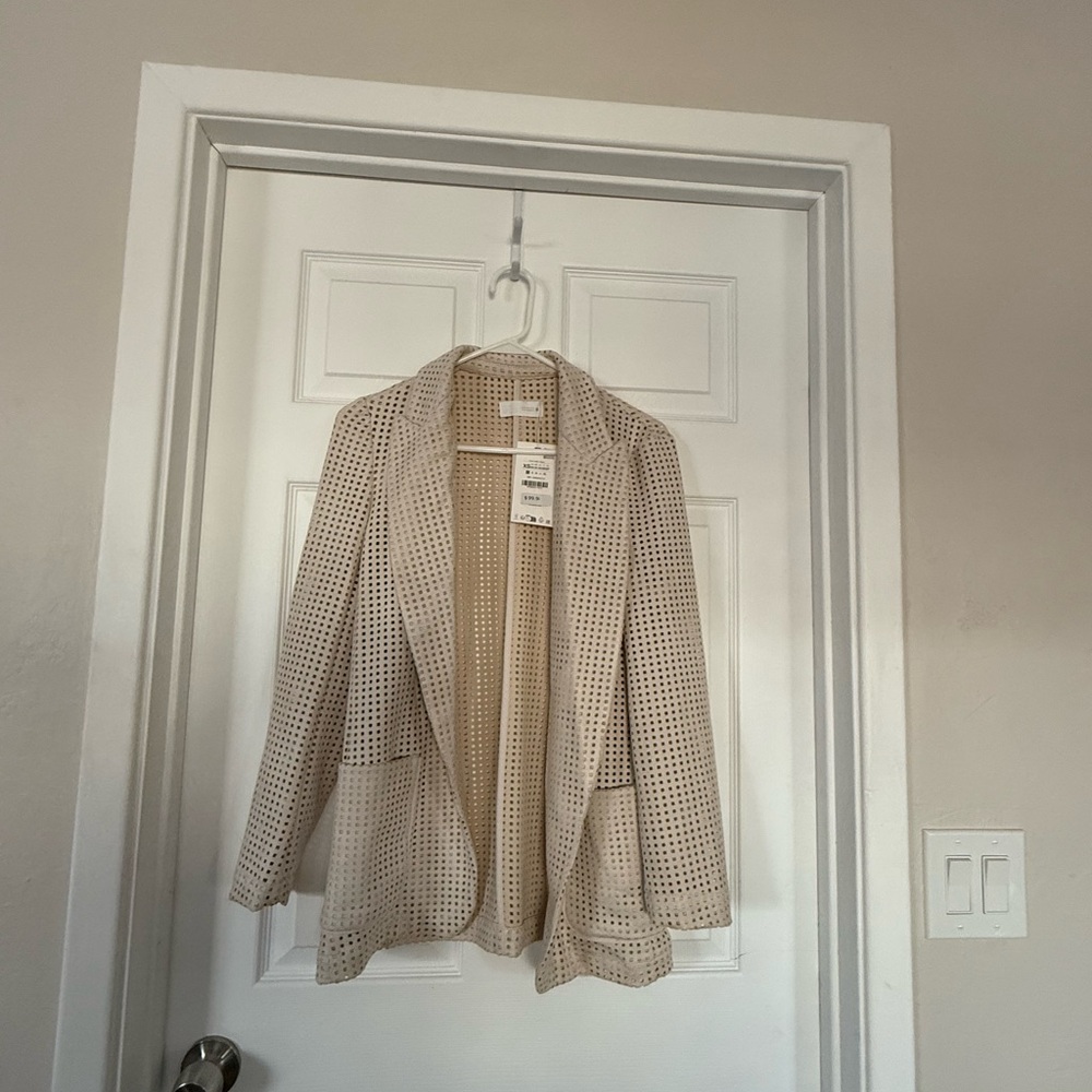 Zara Light Tan Perforated Blazer